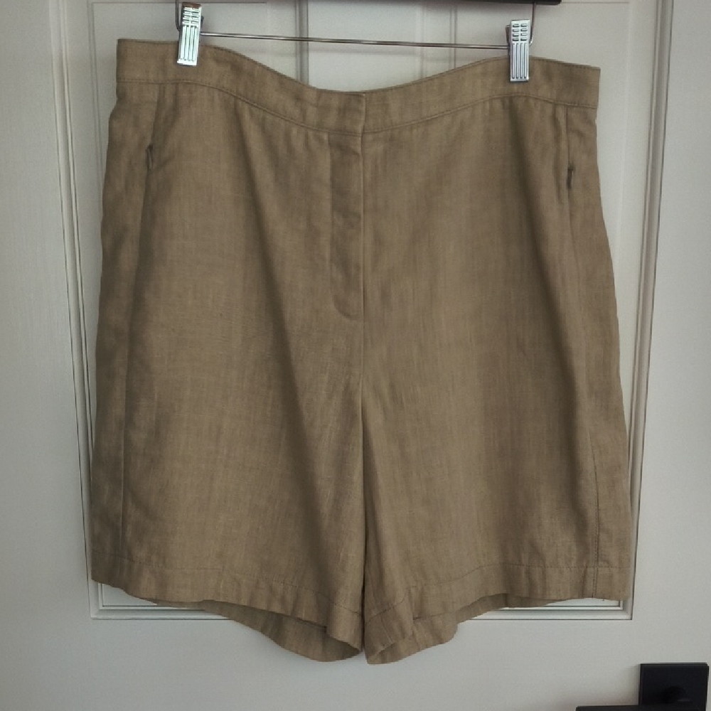 Akris Punto Classic Tan Linen Women's Shorts, Size 12